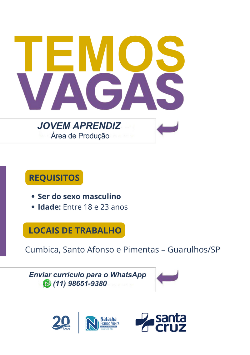 🚀 Temos Vagas para Jovem Aprendiz!
