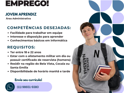 🚨 Vaga de Emprego – Jovem Aprendiz 🚨