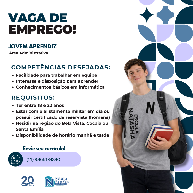 🚨 Vaga de Emprego – Jovem Aprendiz 🚨