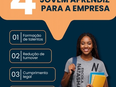 Contratar um Jovem Aprendiz é cumprir a lei, mas escolher a Escola Natasha é investir no crescimento do seu negócio. 🚀