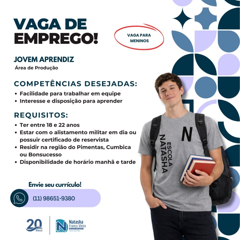 🚨 OPORTUNIDADE PARA JOVEM APRENDIZ! 🚨