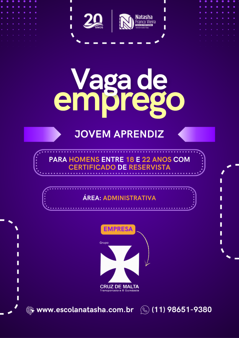 🚨 Oportunidade para dar o primeiro passo no mercado de trabalho!