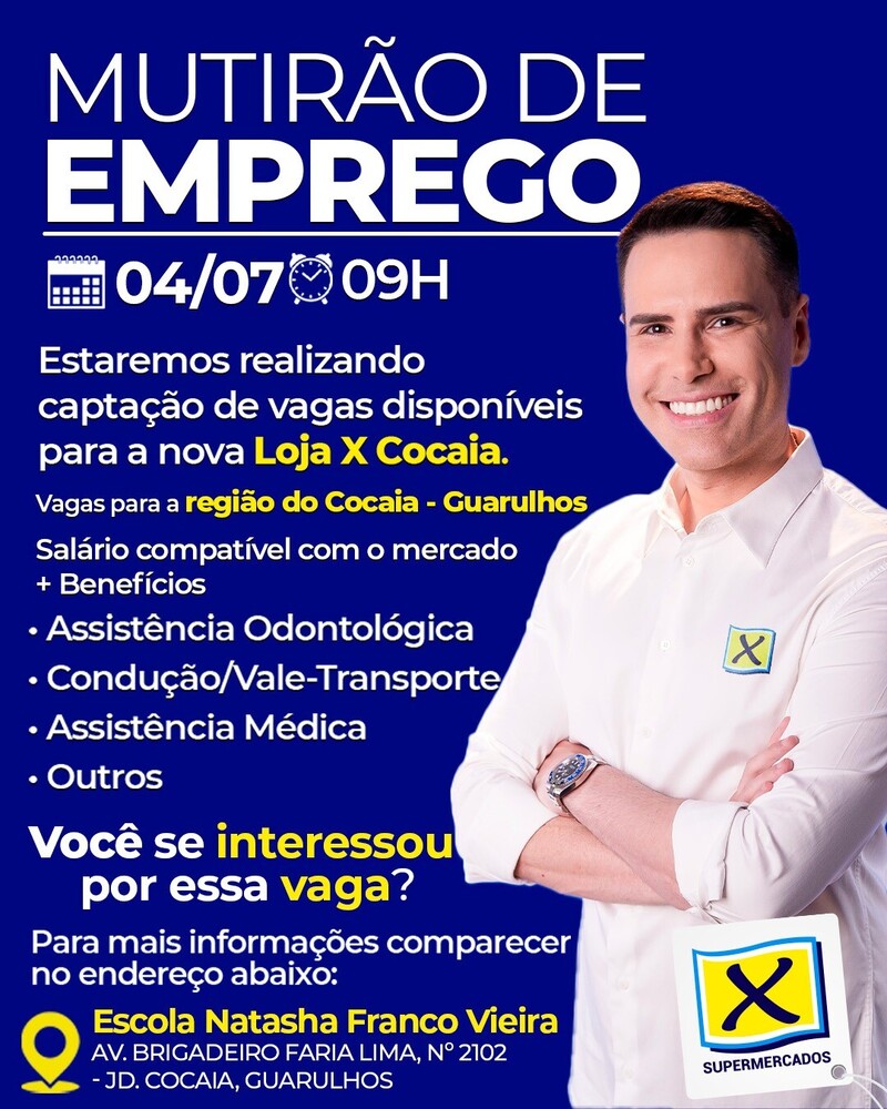 📢 MUTIRÃO DE EMPREGO - LOJA X COCAIA 📢