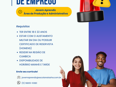 🚨 Oportunidade de Emprego – Jovem Aprendiz 🚨