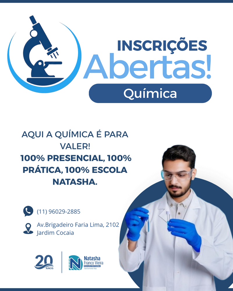 🔬 Inscrições Abertas para o curso de Química!