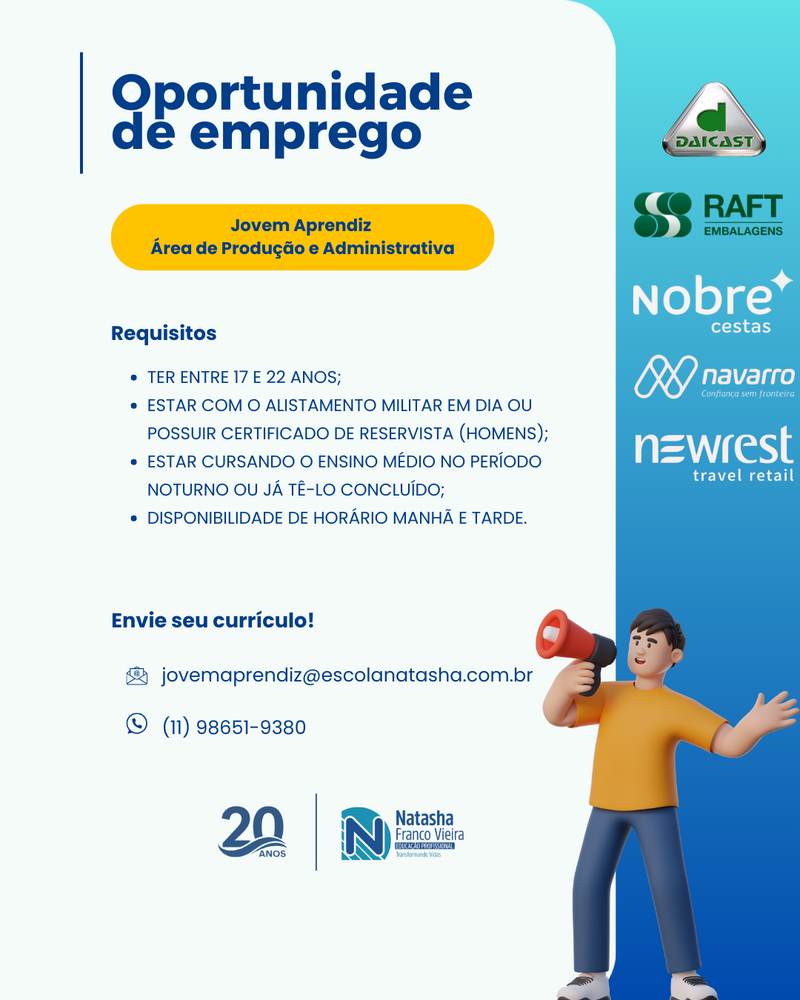 🚀 Oportunidade de Emprego – Jovem Aprendiz 🚀